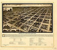 Una veduta aerea del quartiere degli affari di Amarillo come appariva nel 1912