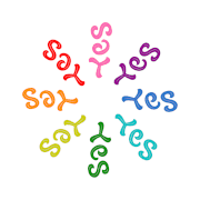 Rotating ambigram "Say Yes", half-turn type with 8 occurrences of the same pattern. The phrase itself is a phonetic palindrome.