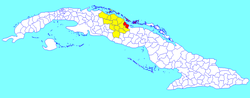 Caibarién municipality (red) within Villa Clara Province (yellow) and Cuba