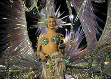 Smiling young woman in Carnival Queen costume