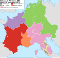 Território de Carlamano II de França em 881.