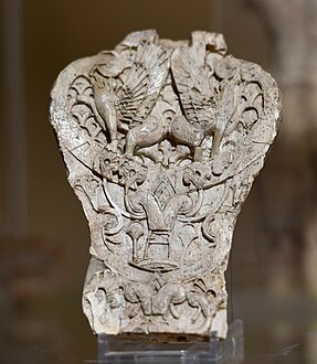 Assyrian palmettes of different types on a carved ivory piece from Nimrud, 9th-7th centuries BC, ivory, Iraq Museum