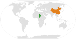 Map indicating locations of Chad and China