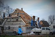 Thatch works on a house in Mecklenburg, Germany