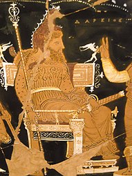 Depiction of Darius III of Persia and its inscription (ΔΑΡΕΙΟΣ, top right) on the "Darius Vase"