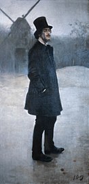 El Bohemio, Ramon Casas, représentant Erik Satie devant le Moulin de la Galette.