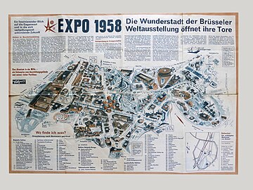 Map of Expo 58 in the Heysel/Heizel district of Brussels
