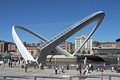 Gateshead Millennium Bridge, tilted to allow boats to pass underneath