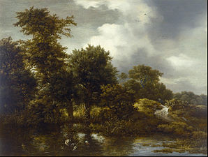 Jacob van Ruisdael, Paysage boisé avec un étang (vers 1648).