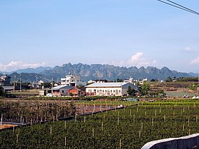 Jiujiufeng in the background, as seen from Caotun