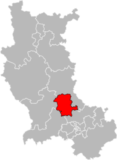 Situation of the canton of Andrézieux-Bouthéon in the department of Loire