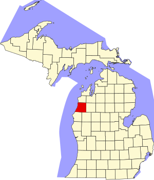 Map of Michigan highlighting Manistee County