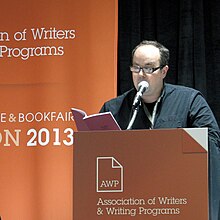 Matt Briggs reading from the Publication Studio edition of his book, Virility Rituals of North American Teenage Boys at the Associated Writing Conference in Boston on Saturday March 9, 2013.