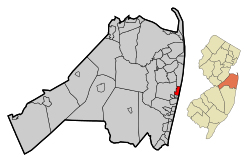 Map of Deal in Monmouth County. Inset: Location of Monmouth County in New Jersey.