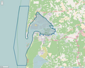 Carte montrant le périmètre du PNM du bassin d'Arcachon.