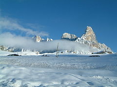 Panorama hivernal depuis le passo Rolle.