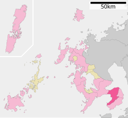 Unzens läge i Nagasaki prefektur      Städer      Landskommuner