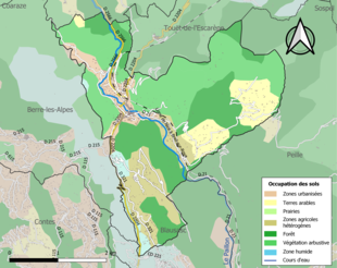 Carte en couleurs présentant l'occupation des sols.