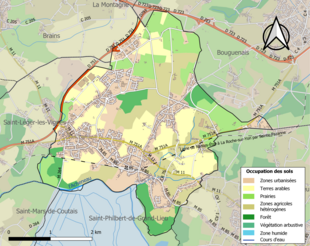 Carte en couleurs présentant l'occupation des sols.