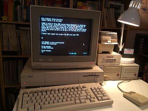 Amiga 1000 connected to a BBS