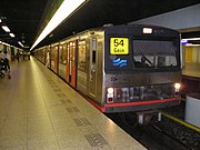 Metro rolling stock of the German LHB in Weesperplein station towards Gein .