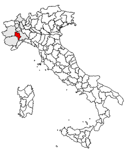 Karta över Italien med Provincia di Asti markerat