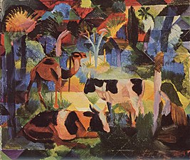 August Macke, Landscape with Cows and Camel