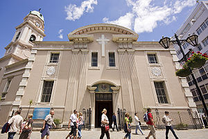 Western main entrance to the Cathedral of St. Mary the Crowned, Main Street, Gibraltar.