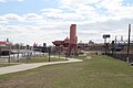 Looking south towards the concrete plant structures. Bronx River is on the left and Northeast Corridor on the right