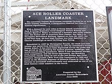 Commemorate plaque from the American Coaster Enthusiasts