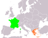 Location map for France and Greece.