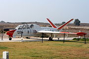 A retired Fouga CM.170 Magister Tzukit of the IAF Aerobatic Team (see double goose symbol)