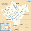 Carte du bassin du lac Eyre montrant la Cooper Creek.