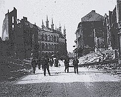 The destroyed Belgian city of Leuven in 1915 by German occupation troops