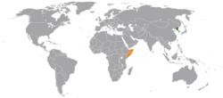 Map indicating locations of North Korea and Somalia