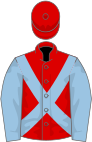 Red, light blue cross-belts and sleeves