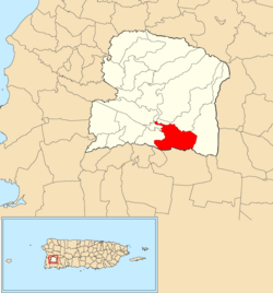 Location of Retiro within the municipality of San Germán shown in red