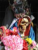 A close up of a Santa Muerte image