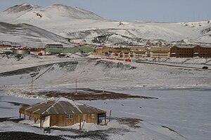 Scott's Discovery Hut and McMurdo Station at Ross Island
