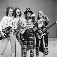 Classic lineup of Slade in November 1973; left to right: Jim Lea, Don Powell, Noddy Holder, Dave Hill