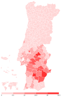 Share of the Unitary Democratic Coalition (CDU) by municipality