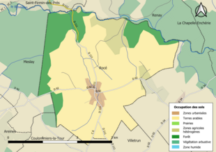 Carte en couleurs présentant l'occupation des sols.