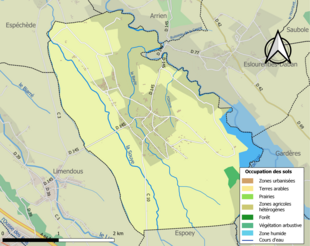 Carte en couleurs présentant l'occupation des sols.