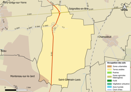 Carte des infrastructures et de l'occupation des sols en 2018 (CLC) de la commune.