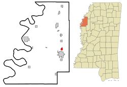 Location of Renova, Mississippi