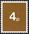 The 4p stamp from the decimalisation series. The stamps had no real postal value.