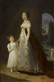 Carolina Bonaparte con la figlia Letizia (1807). Castello di Versailles, Versailles.