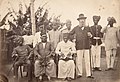 Group portrait with Hugh Low, the British resident of Perak, and two Malaysian rajas, local administrators in Perak and Larut, ca.1880–81. Sikhs can be visible.