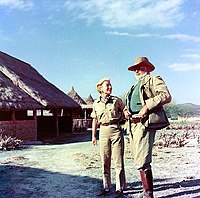 photograph of a man and woman on safari in Africa