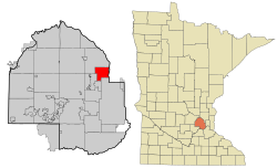 Location of the city of Brooklyn Center within Hennepin County, Minnesota